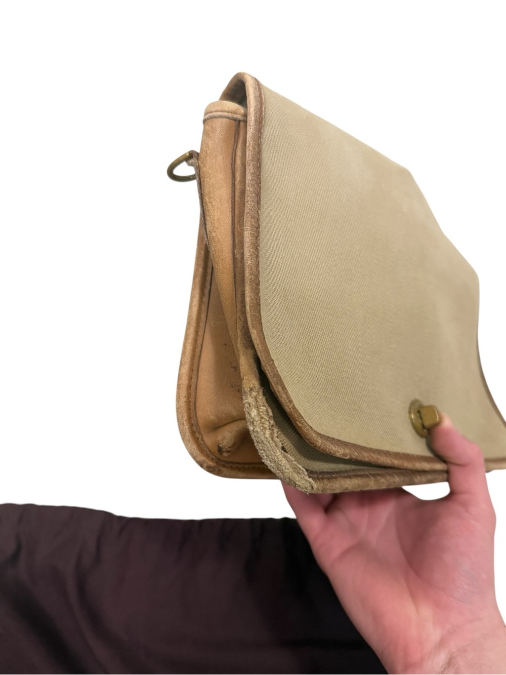 RARE Vintage Coach 70s Convertible Clutch Twill NYC Creed Leather Trim Used - Picture 6 of 16